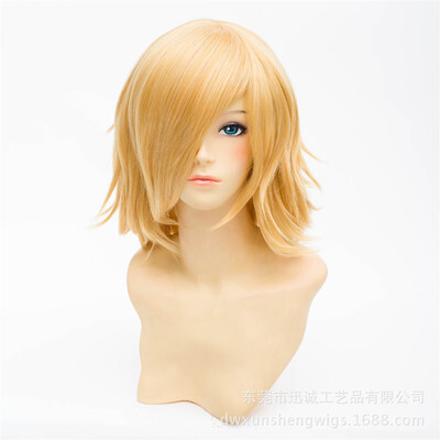 Cross-border direct supply of orange pink, short, multi-level retort short hair cos comic wig