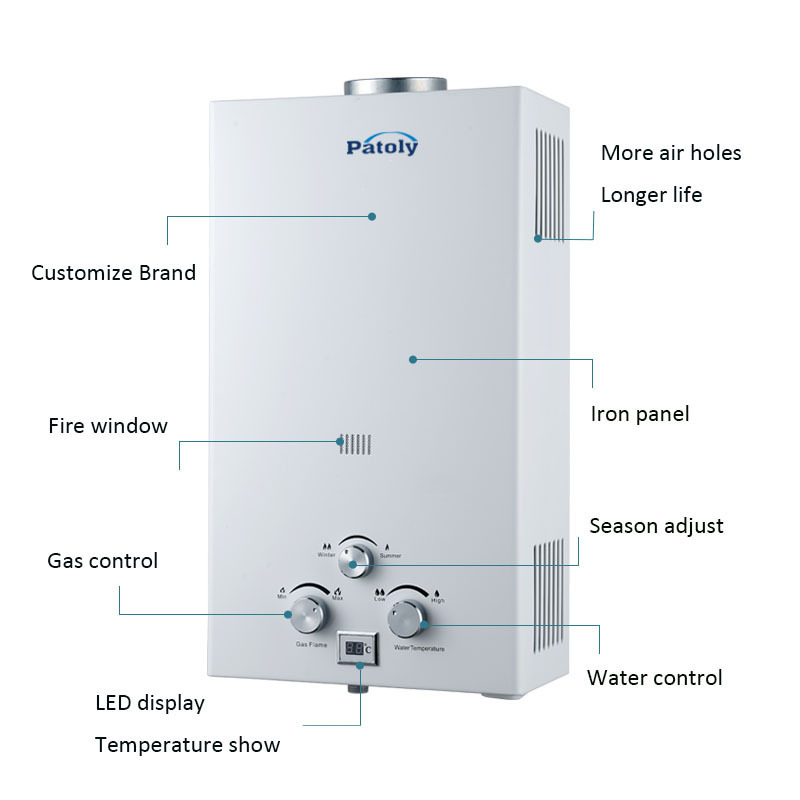 工廠外貿即熱式6-20L燃氣熱水器煙道式家用煤氣熱水器可客人LOGO