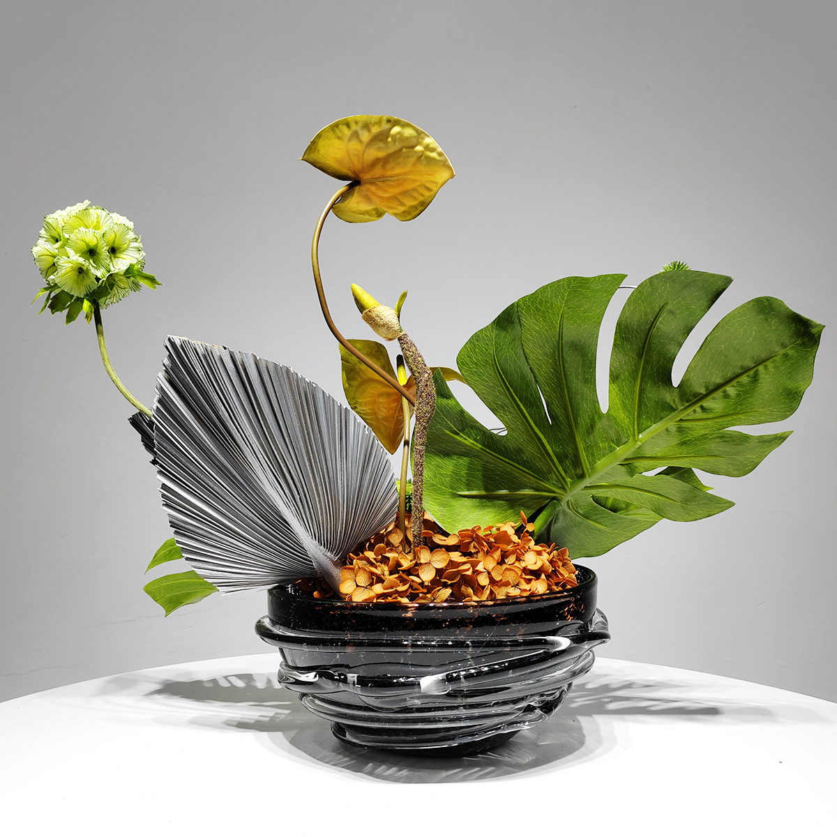现代简约仿真花艺绿植洽谈桌售楼处酒店茶几客厅餐桌花洗漱台摆件