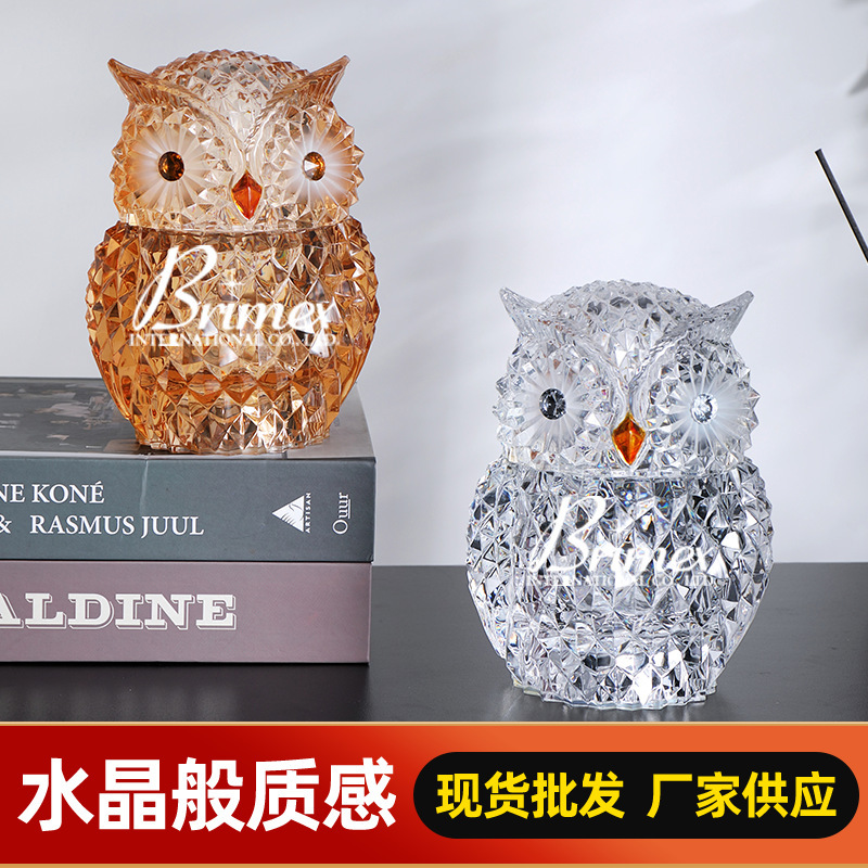 An owl with an optical crystal birthday gift home-based ember.