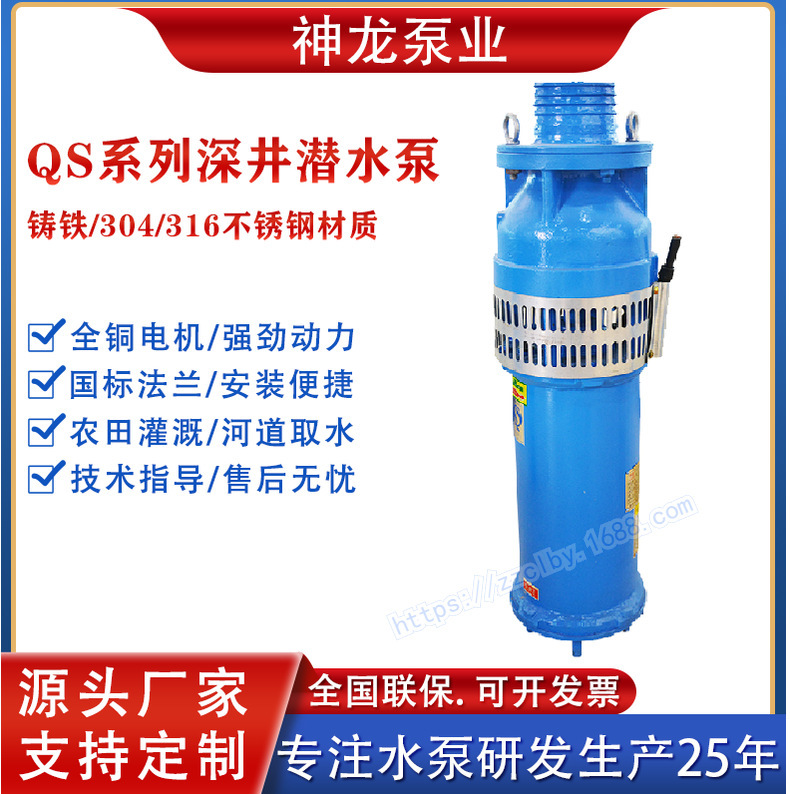 QS Small-scale Diving Power Pump Standing Deep Well Diving Pump Water Pumping Field Irrigation Pump Landscape Spring Pump