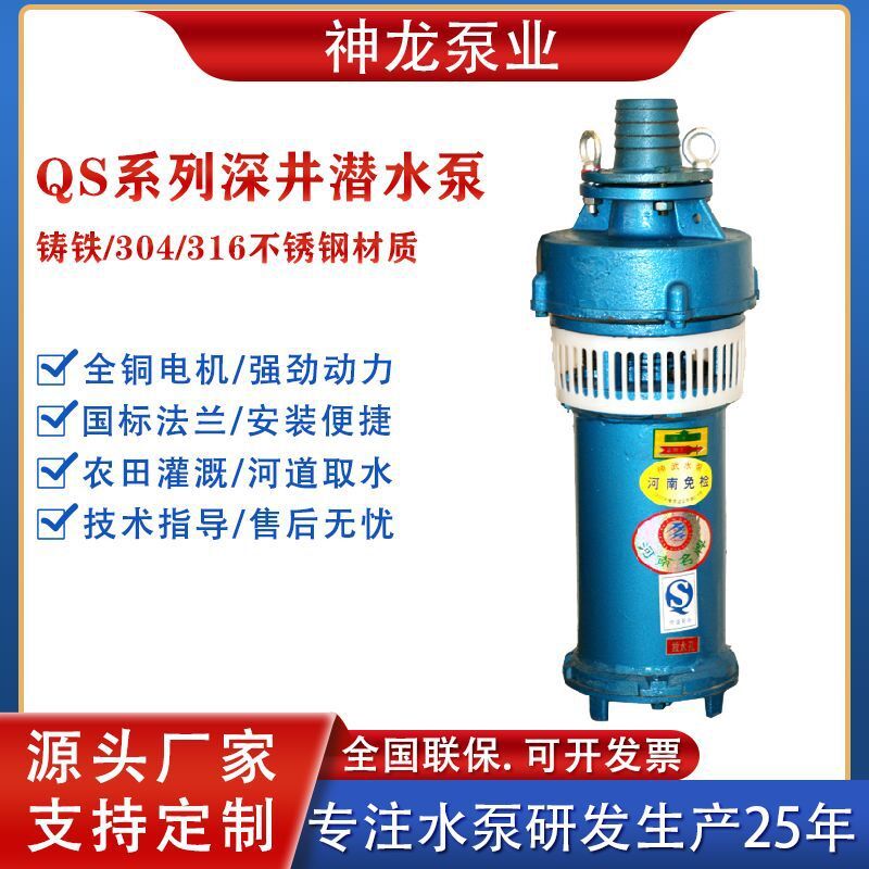 QS Small-scale Diving Power Pump Standing Deep Well Diving Pump Water Pumping Field Irrigation Pump Landscape Spring Pump