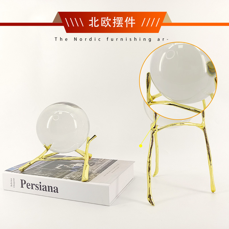 Light and pure copper and yellow white crystal ball-showing, nordern decorating, living room TV cabinet.