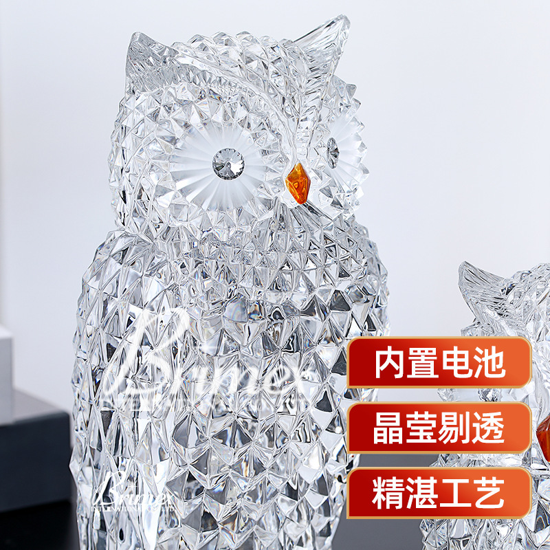 An owl with an optical crystal birthday gift home-based ember.