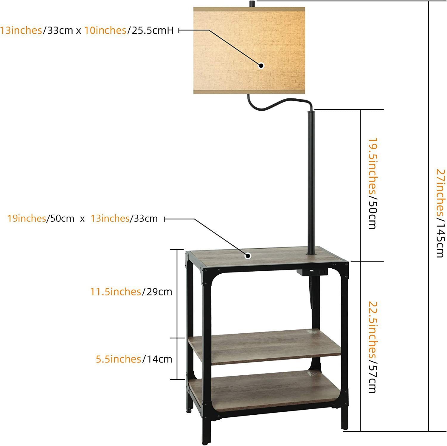 A red-on-line stand-up lamp for a small cup of tea next to the couch in the cross-border European-American living room.