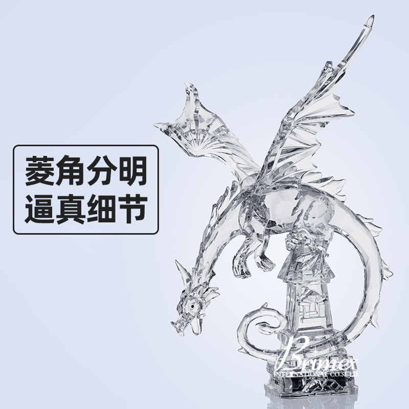 Wholesale crystal home creative office desktop decorations welfare promotion fire dragon set