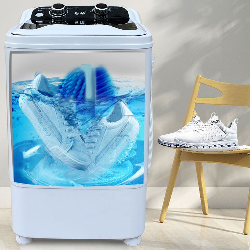 Nhà giặt giày đặc biệt chuyên dụng, với 3 lần giặt giày, với giỏ nước ngọt màu xanh dương.