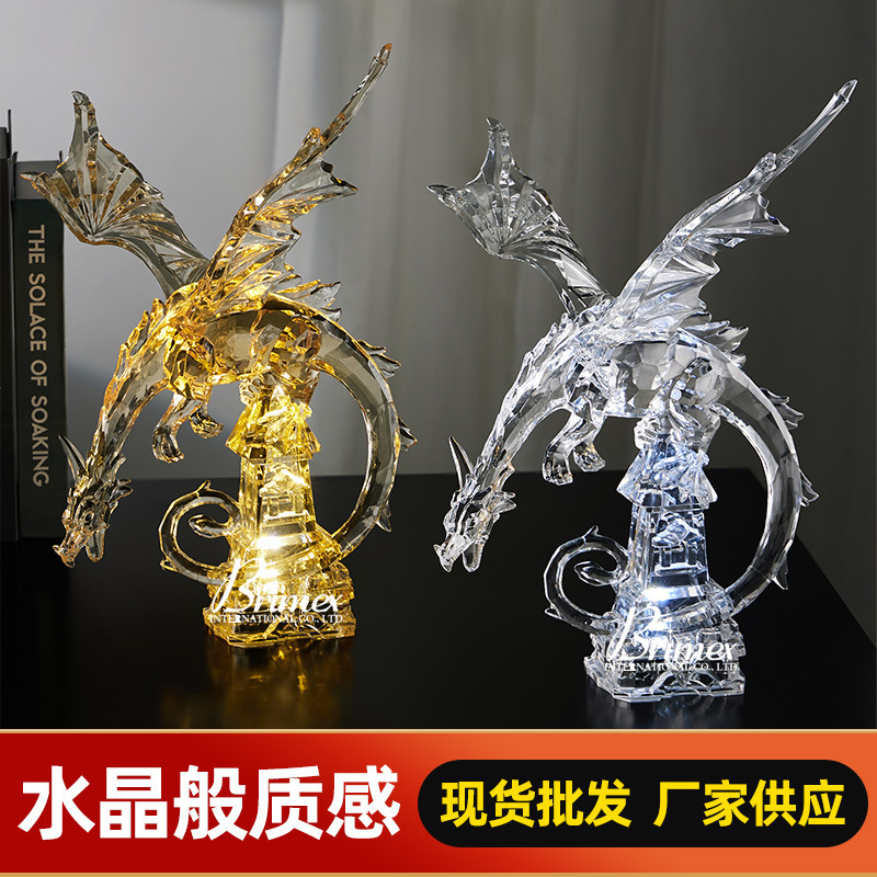 Wholesale crystal home creative office desktop decorations welfare promotion fire dragon set