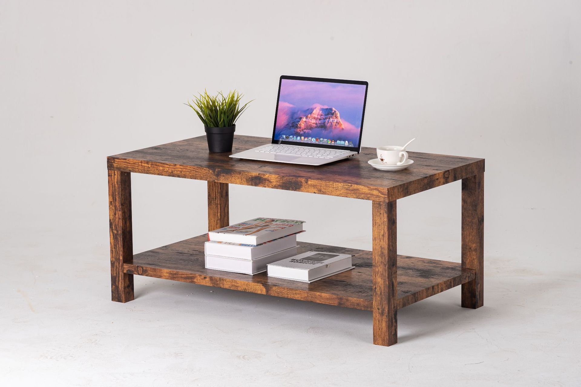 Cross-border electrician American coffee table, dark brown, light-coloured wood table, size 101X56X46CM