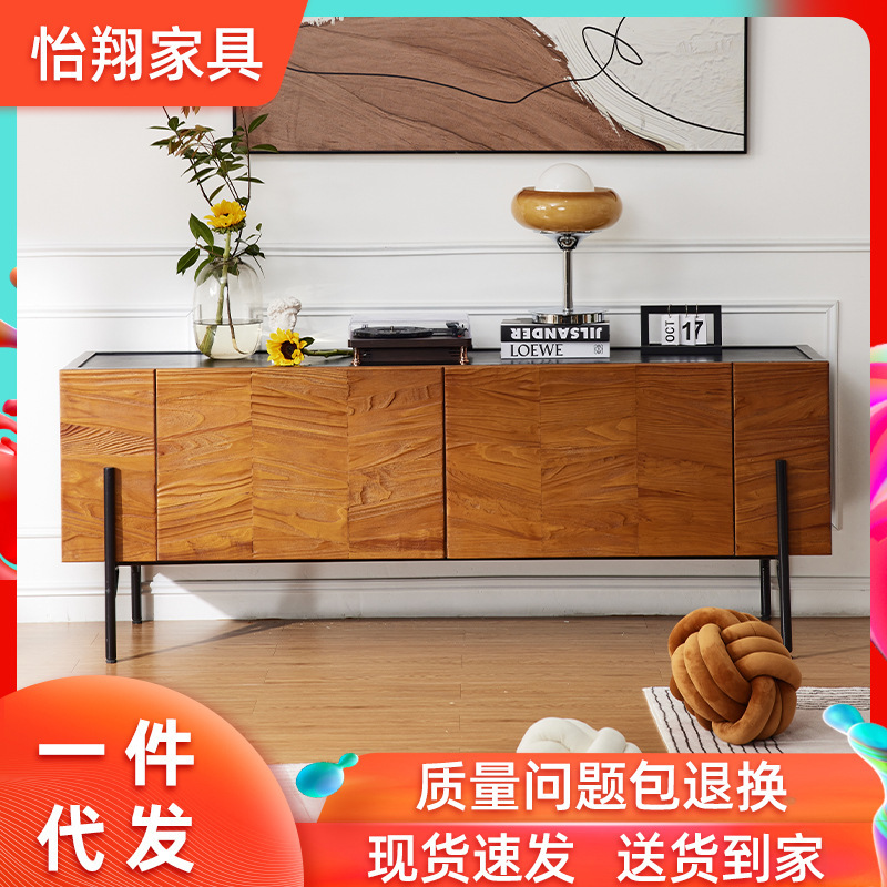 A very simple wood TV cabinet, a modern furniture-and-fish-striped cabinet.