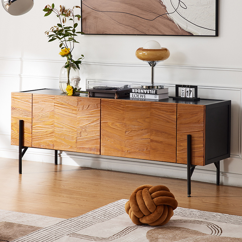 A very simple wood TV cabinet, a modern furniture-and-fish-striped cabinet.