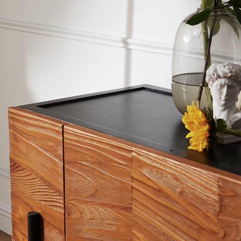 A very simple wood TV cabinet, a modern furniture-and-fish-striped cabinet.