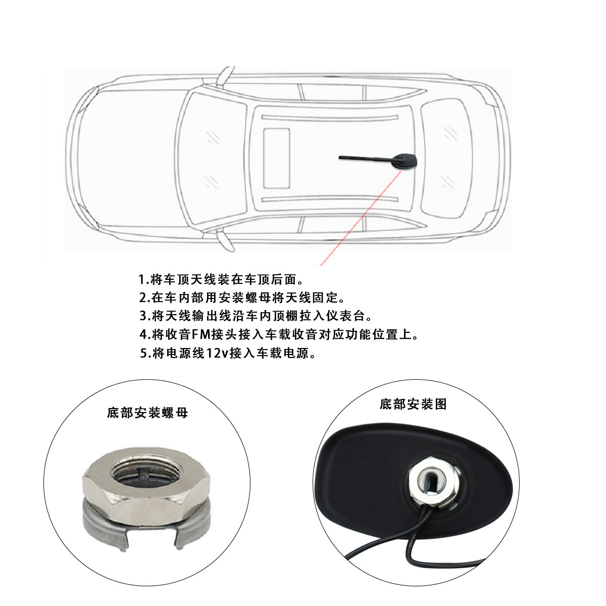 차량 탑재 안테나 GPS + DAB + FM를 Triple source-band-enriched 안테나 자동차 라디오 안테나