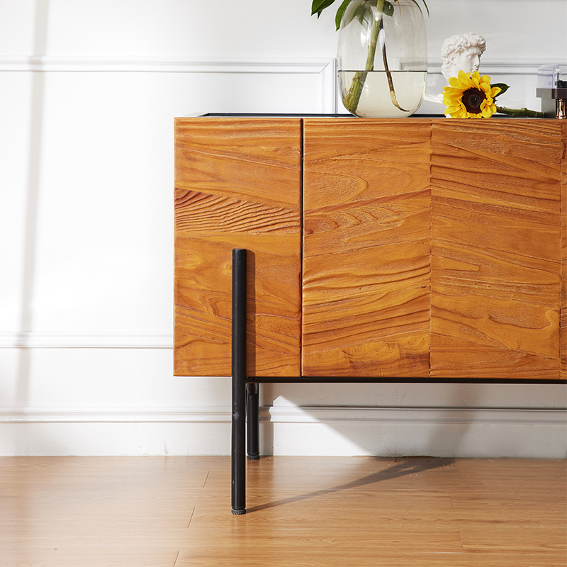 A very simple wood TV cabinet, a modern furniture-and-fish-striped cabinet.