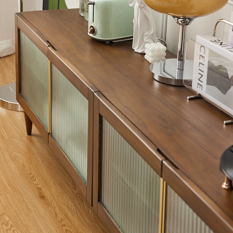 The U.S. retrobus glass TV cabinet, with a modern mix of teas, is a small household style.