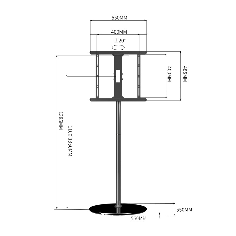 The plant customises 32-65 inches of circular rockboard-down-to-ground television racks to rotate and adjust television sets