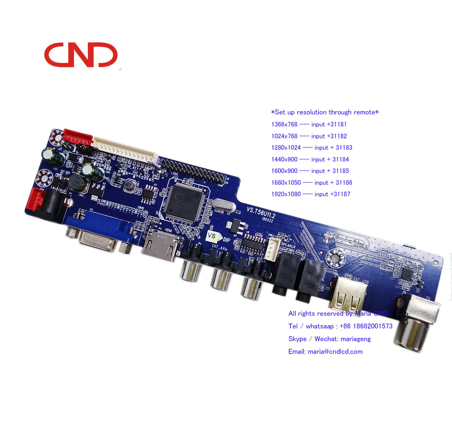 創能達VS.T56U11.2  遙控設置屏參 倒屏 萬能高清TV驅動主板