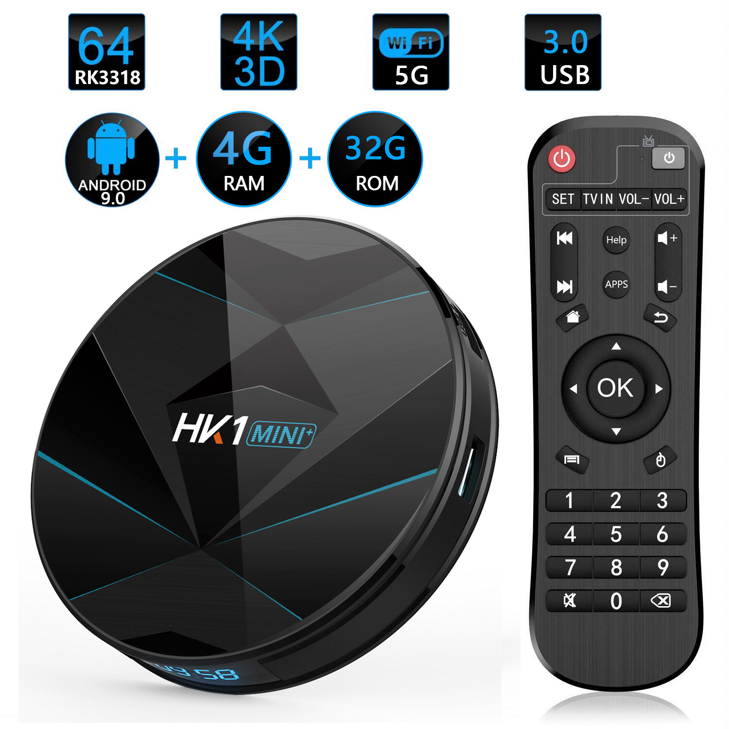 HK1 Mini+ RK3318 Network Top Box TV แหล่งที่มาพืชไม่ใช่ปลีก