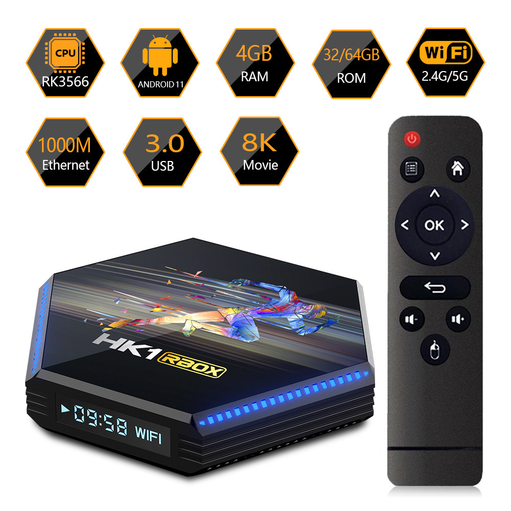 HK1 RBOX-R2 Anjo 11 TV BOX Top Box Base สําหรับเครื่องการค้าต่างประเทศ RK3566 โปรแกรมเล่นเครือข่าย 8K