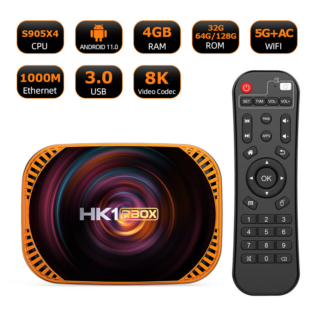 HK1 RBOX-X4 Anjo 11 TV BOX Top Box Base for Ferland Trade 905x4 โปรแกรมเล่นเครือข่าย 8K