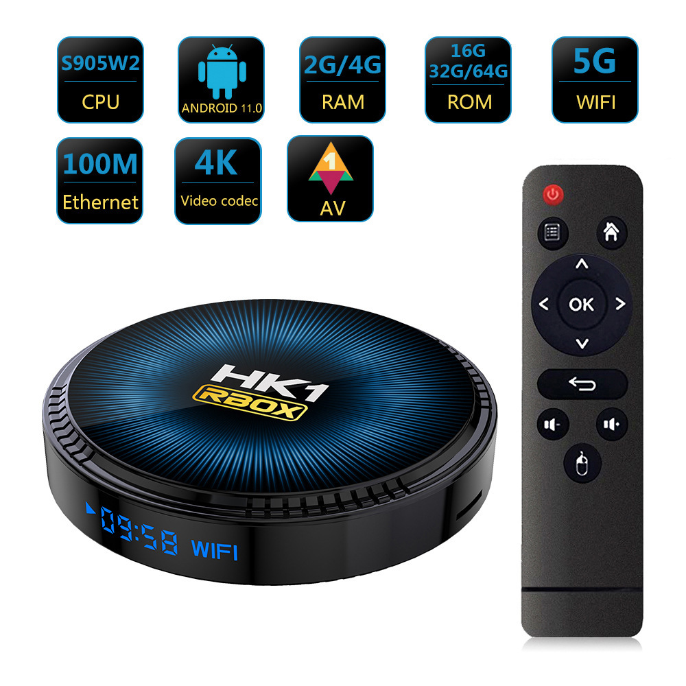 HK1 RBOX-W2 webtop box TV BOX Double-frequency WIFI Bluetooth 8k high-resolution player S905X4