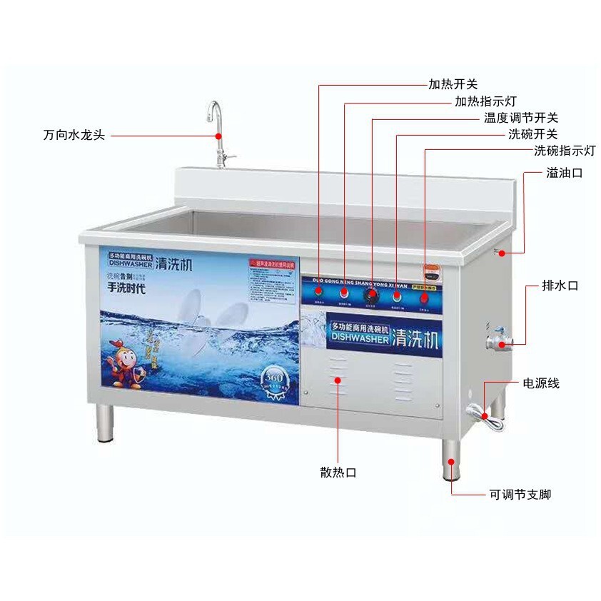 超聲波洗碗機/出口商用洗碗機/不鏽鋼洗碗機設備廠家小龍蝦清洗機