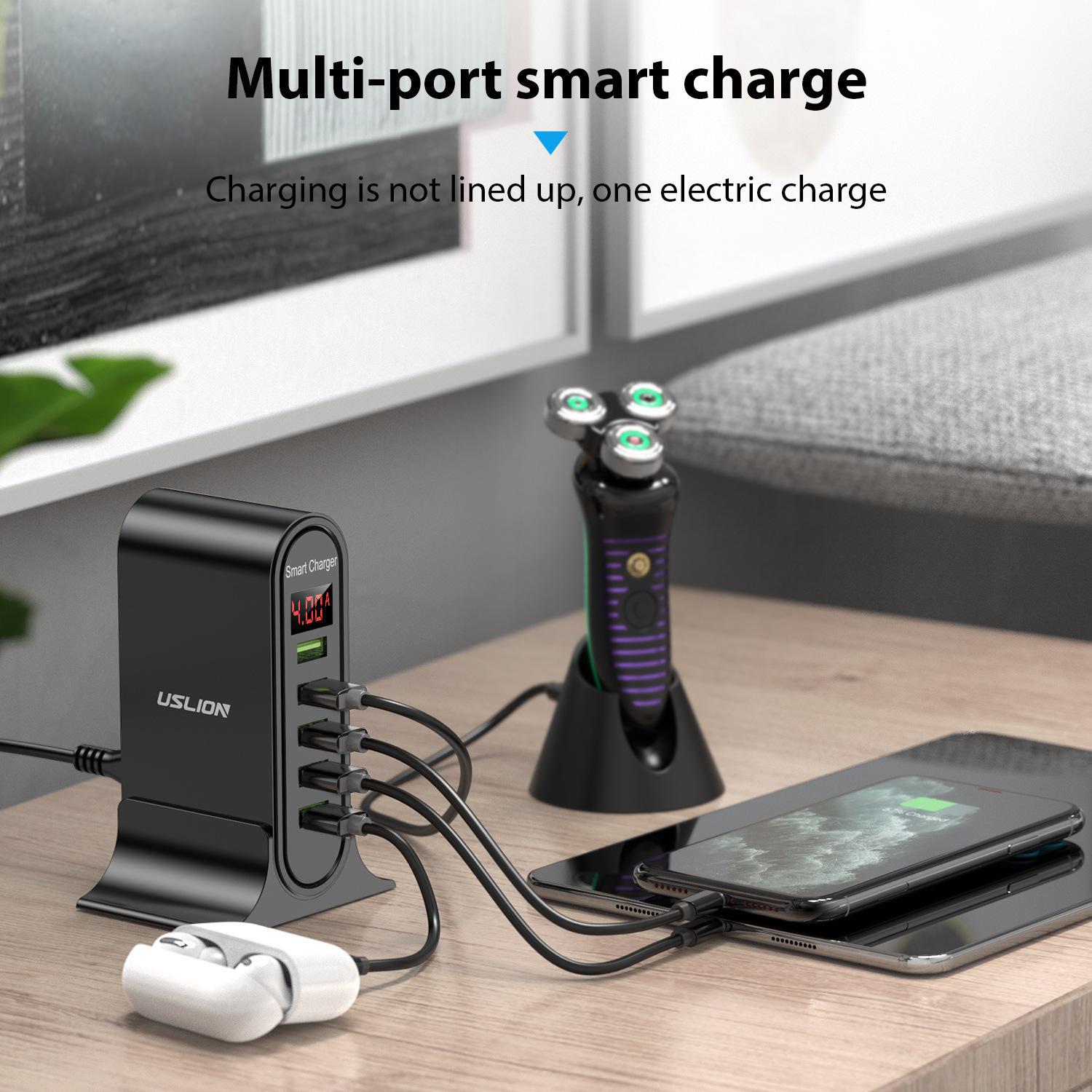 5 Máy sạc điện thoại di động U.S.B. 5 V4A và màn hình máy tính di động thông minh chạy bộ sạc video
