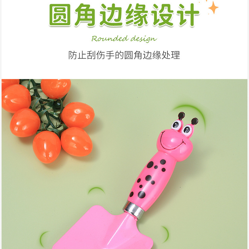 Ba bộ xẻng làm vườn cho trẻ em đào và trồng một công cụ nồi để phân phối các món quà xẻng nhỏ màu hồng