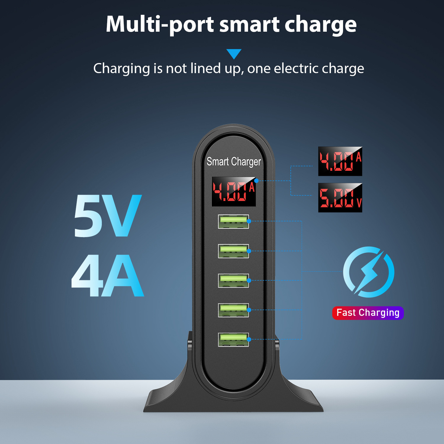 5 Máy sạc điện thoại di động U.S.B. 5 V4A và màn hình máy tính di động thông minh chạy bộ sạc video