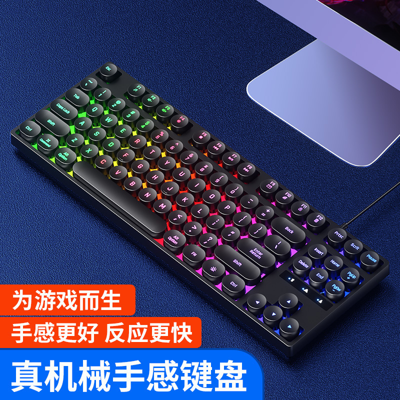 Bộ bàn phím chuột chơi game punk USB không dây có đèn pin dành cho người chơi bàn phím cơ