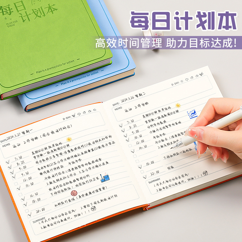 Kế hoạch hàng ngày chạy một tạp chí đánh thẻ bằng một cuốn sách slide.