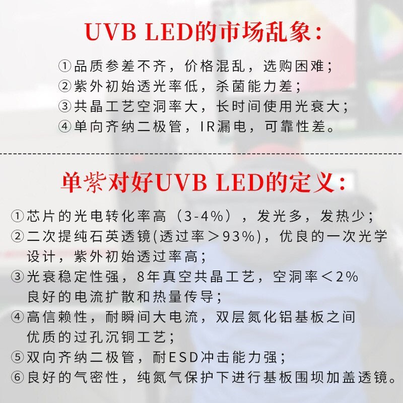 3535紫外線led燈珠 骨質疏鬆專用293nm光療大功率led紫光二極管