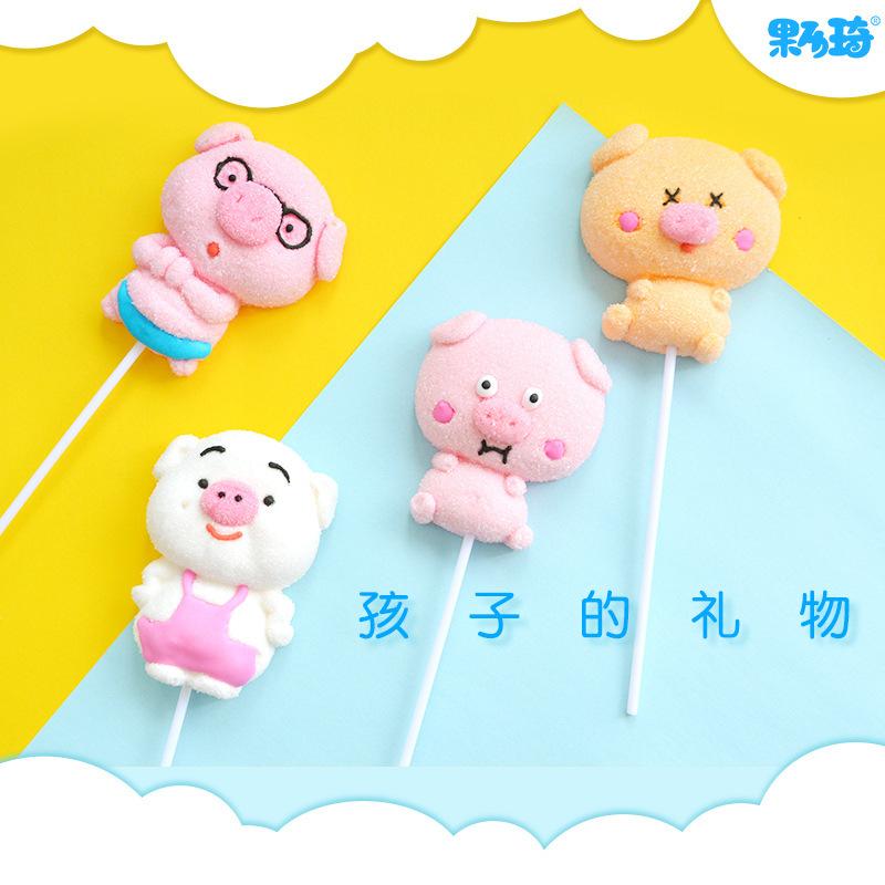 A new marshmallow candies wholesale box with a toon-type children's net stick.