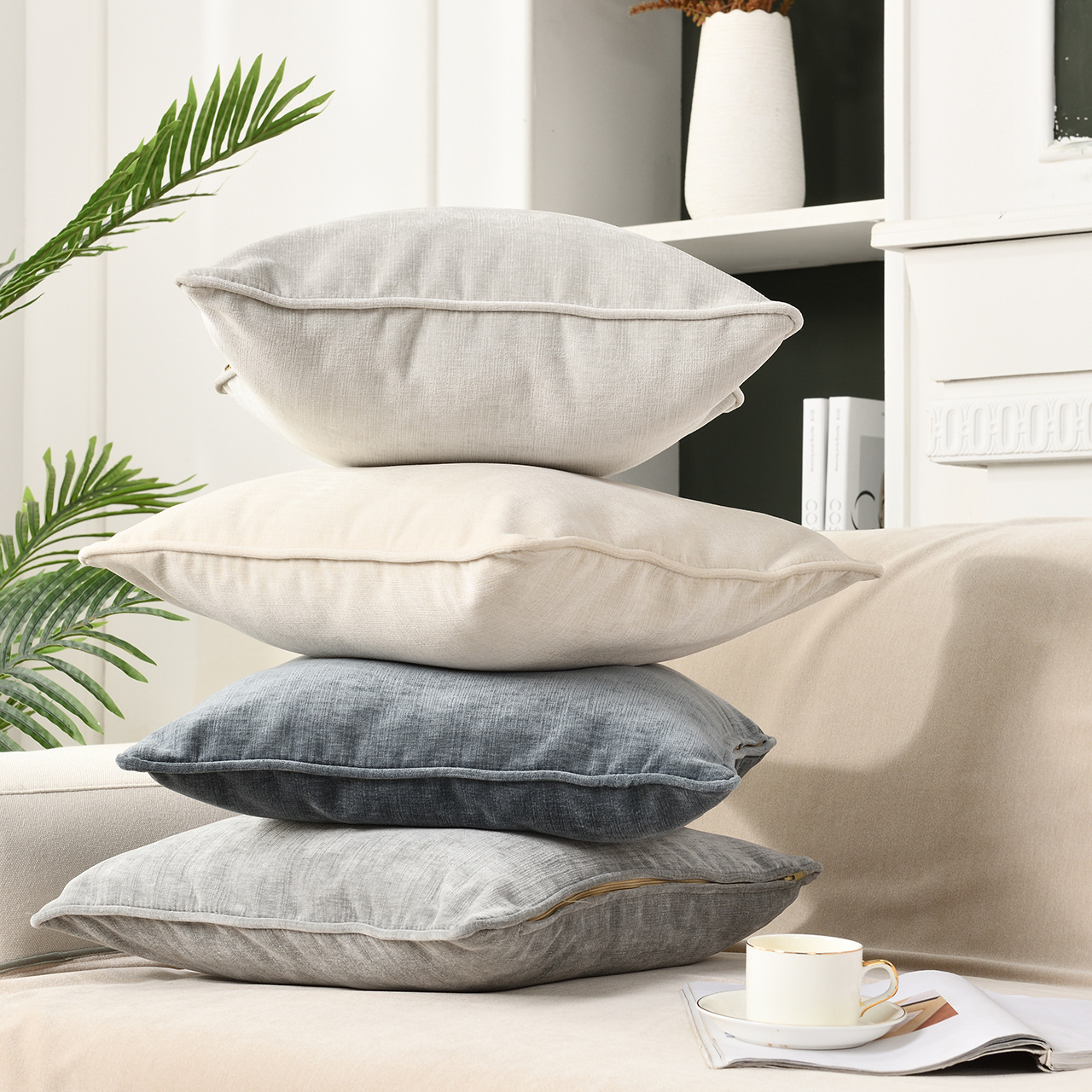 Cross-border pure-coloured snowflake tweeds on a Dutch velvet couch against the back of the pillow.
