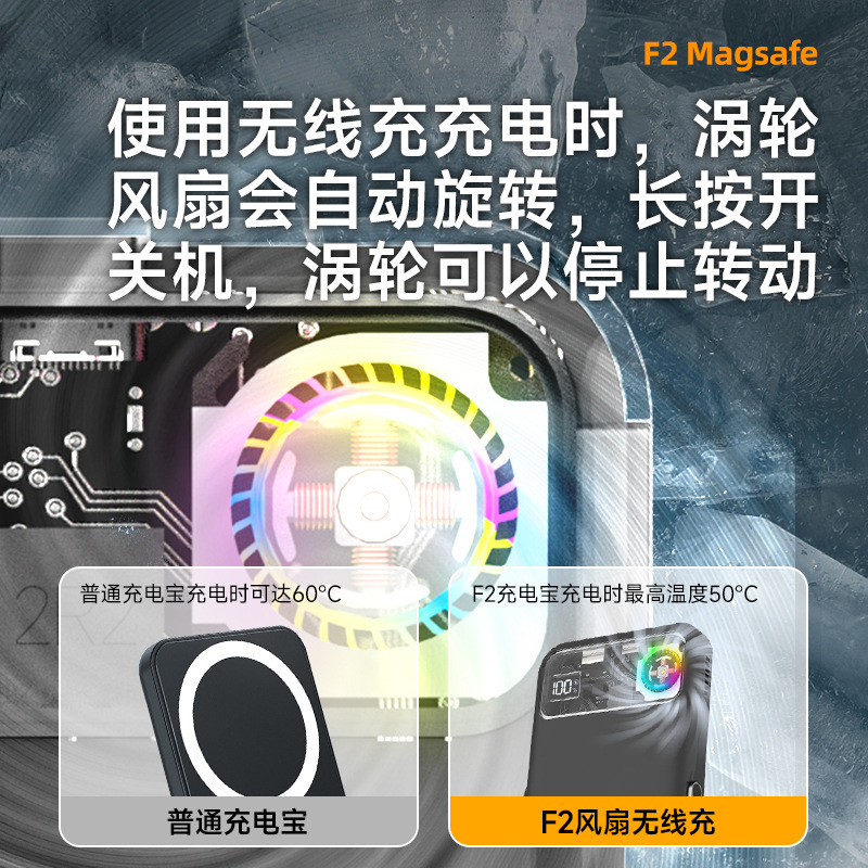 Bộ basix mới của nắp hấp thụ từ tính sạc nhanh 10.000 mA quạt nguồn điện di động phân tán