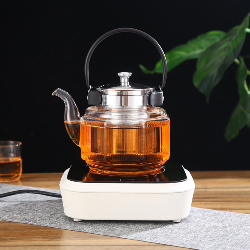家用六边形花茶壶加厚玻璃茶具高硼硅耐高温泡茶器蒸煮两用茶壶
