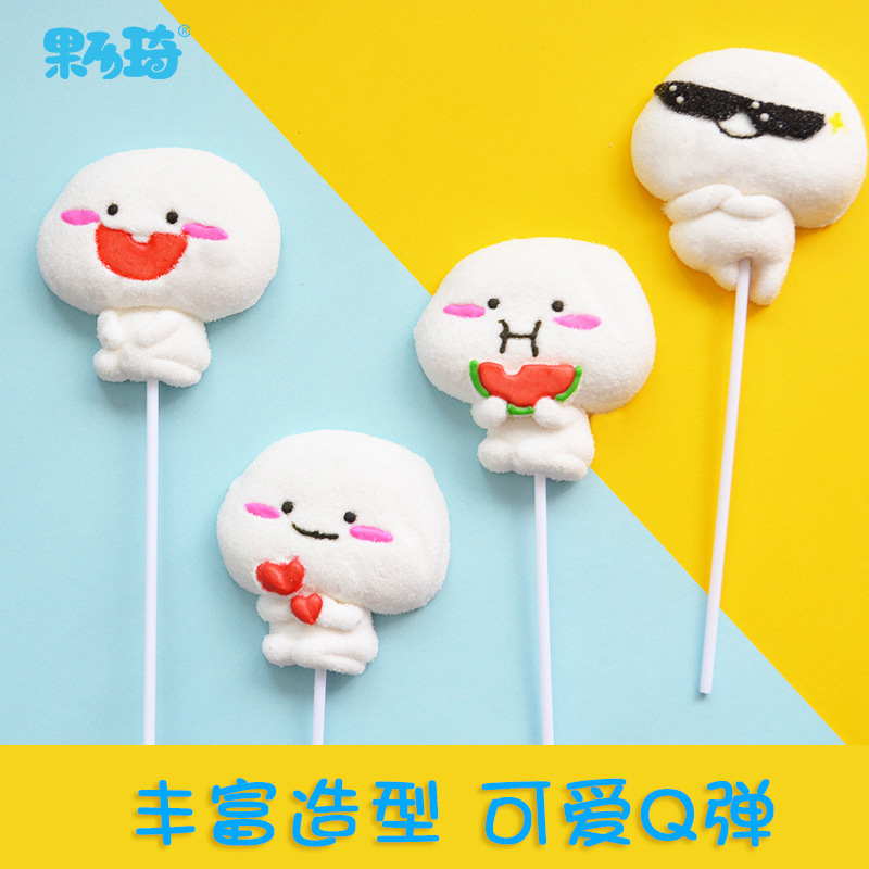 A new marshmallow candies wholesale box with a toon-type children's net stick.