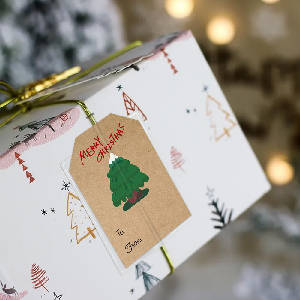 Những nhãn dán ảnh Giáng sinh, những cái hộp quà tặng, những nhãn băng không khô, keo nóng sinh thái.