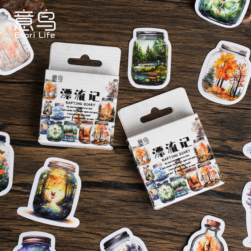 Một nhãn dán cho các loài chim, một nhãn dán cho hộp ETori, một lưu ý trôi dạt, một nhãn dán cho cây ăn trái ngược nghệ thuật.