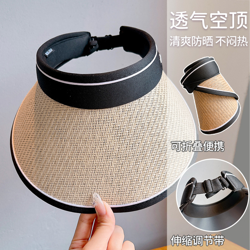 A new 2024 summer suncap with an empty straw hat and a suncap with a suncap with a velvet velvet velvet.