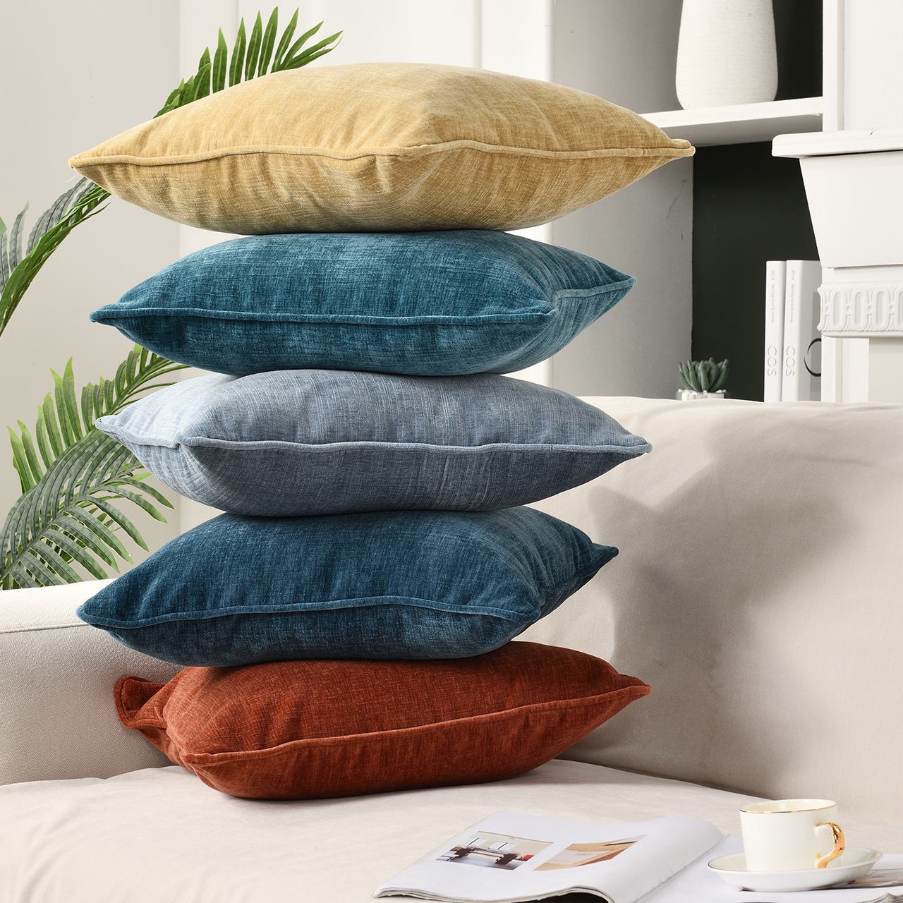 Cross-border pure-coloured snowflake tweeds on a Dutch velvet couch against the back of the pillow.