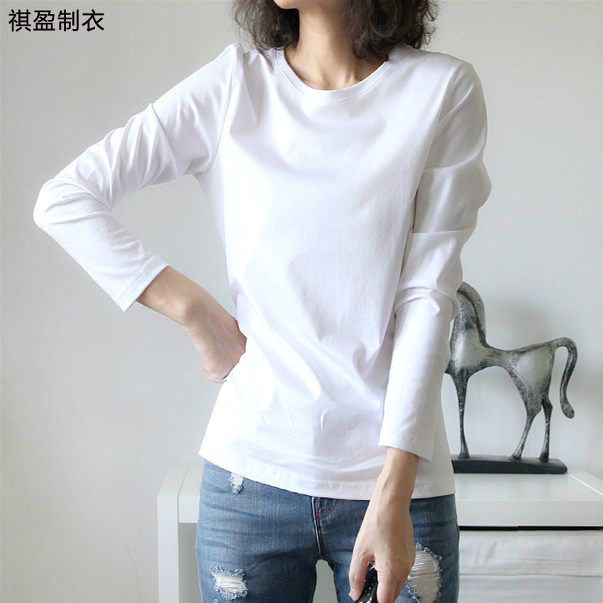 New product 2020 customized silk-smoke cosmopolitan, smooth-dressed women in circle v long-sleeved t-shirts