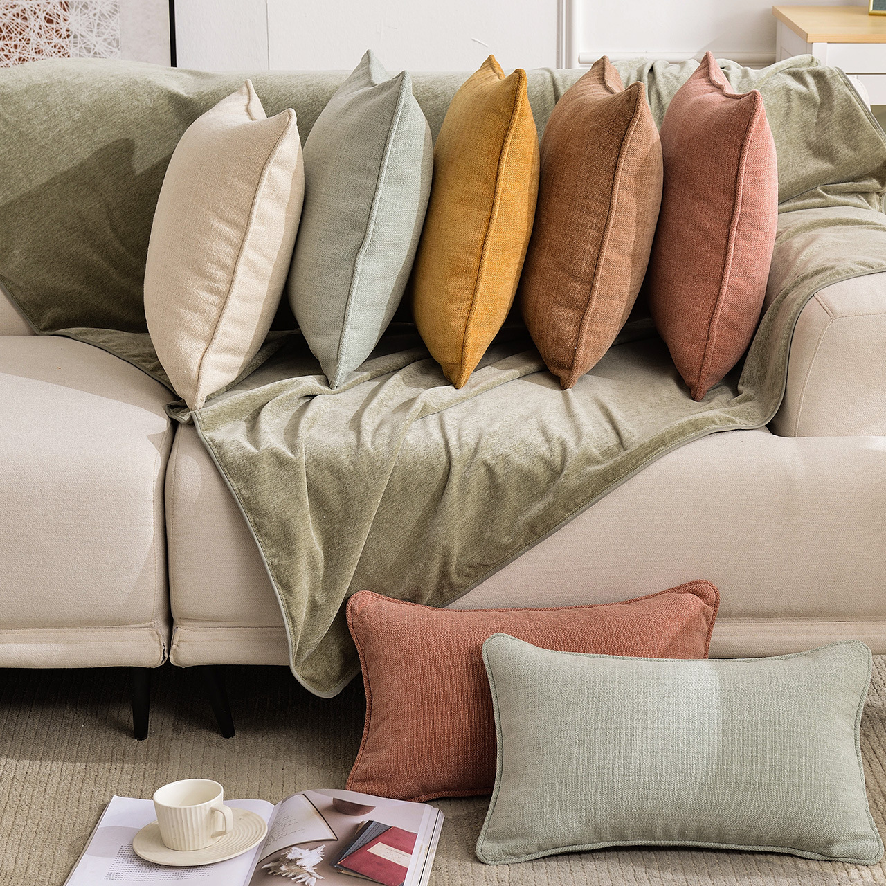 Cross-border pure-coloured pillows with a pillow on the back of the car's waist pillows on the couch with a pillow set up