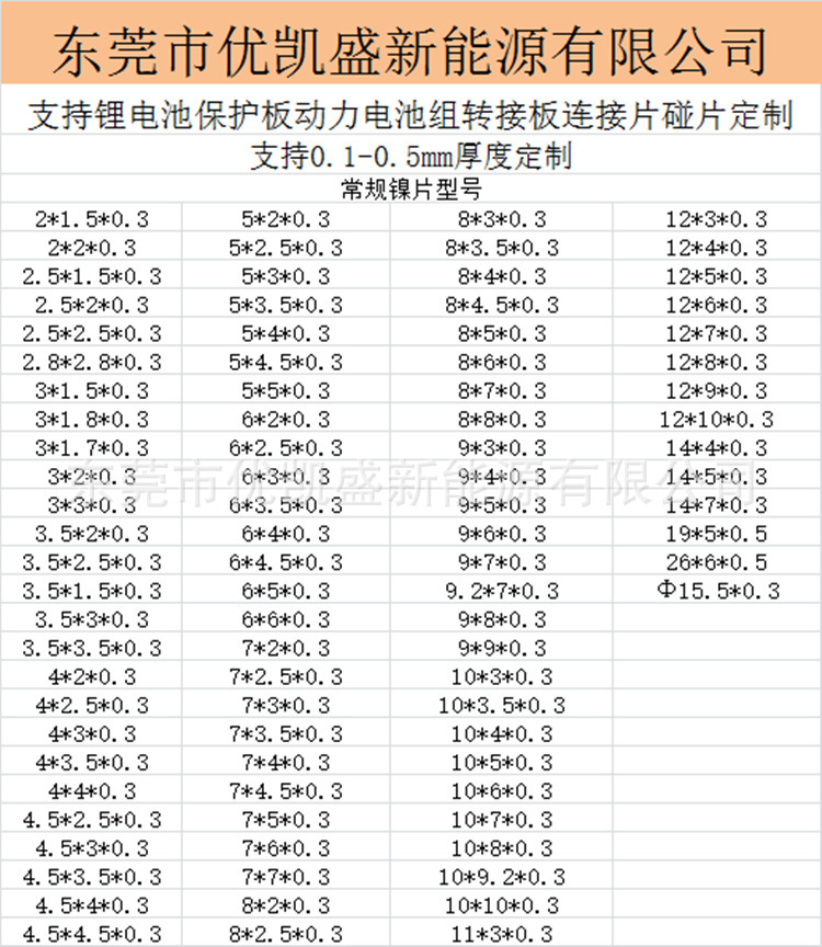 東莞12年廠家3*3*0.3SMT貼片鎳片鋰電池PCB保護板連接片碰片鎳片