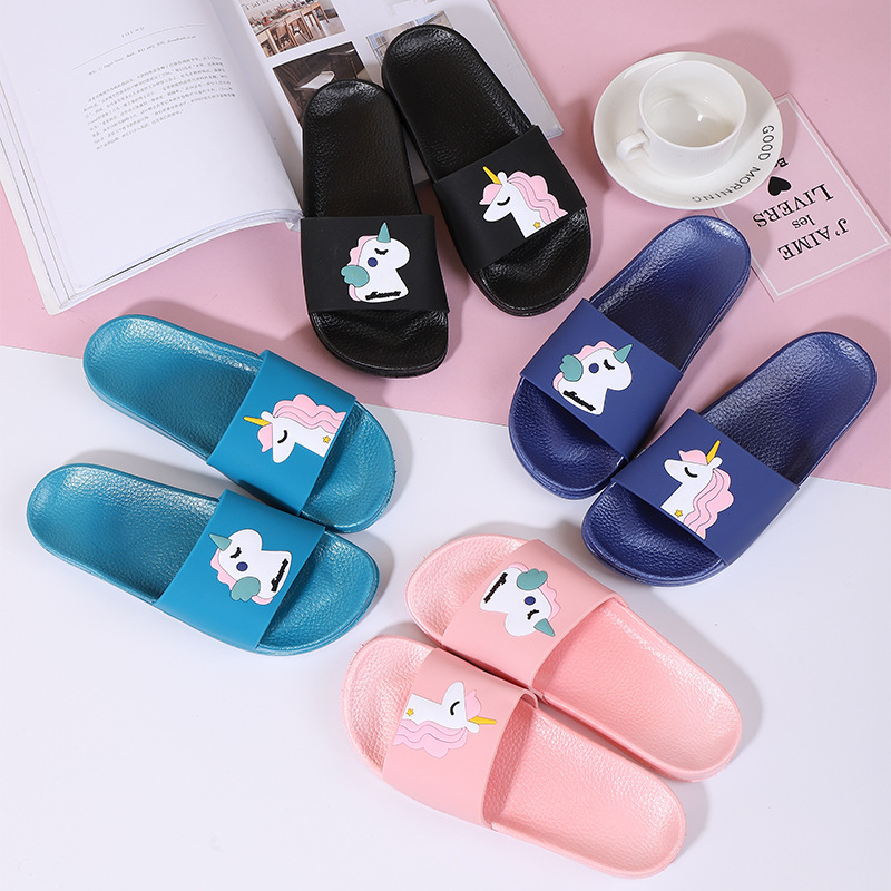 Sliding soft-shoes home-based cartoon unicorn bathroom.