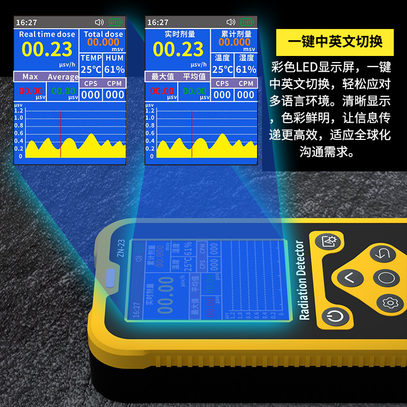 Bộ phát hiện phóng xạ hạt nhân chuyên gia ô nhiễm hạt nhân Radioid Dosimeter Geiger