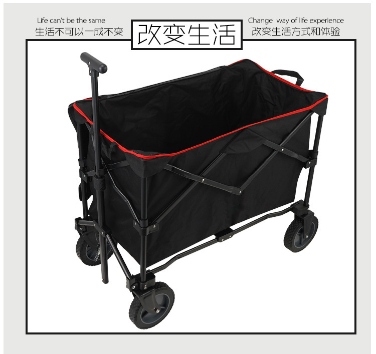 外贸有盖搬运手推车便携户外钓鱼折叠购物车 地摊载货手拉车