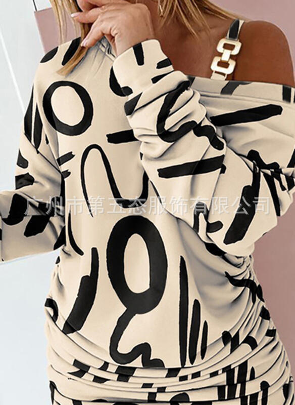 Foreign trade brands/letters, long-sleeved and knee-leave dress