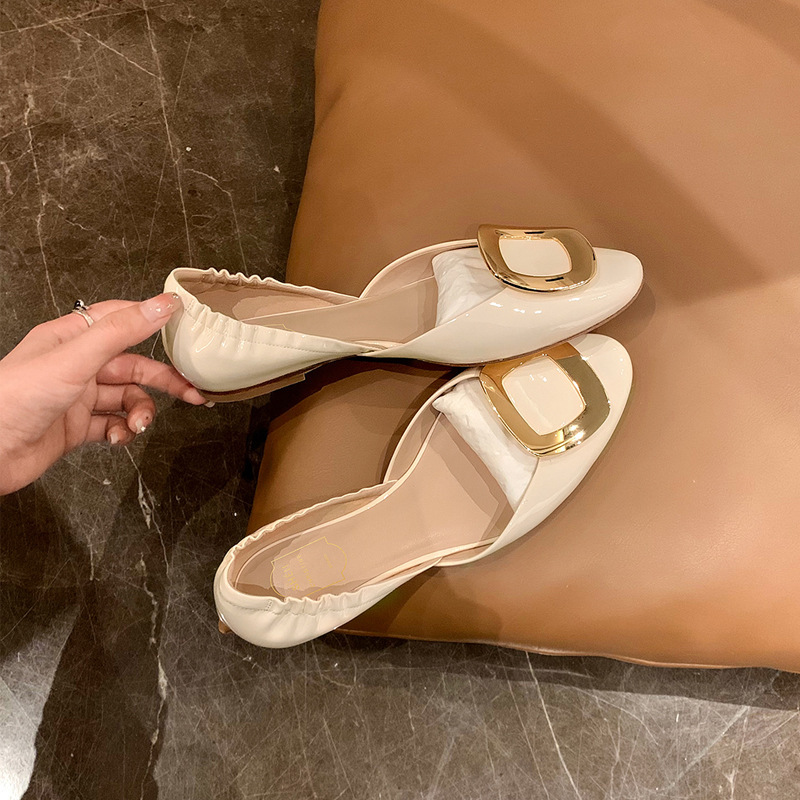 French retrometal squared soles 2024 summer curvatures of an empty ballerina.