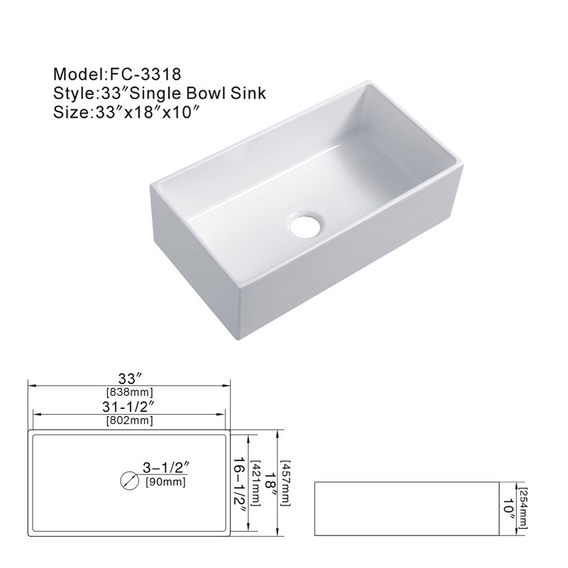 Tiệm rửa hình Cera, 33*18 inch nước ngọt lớn trong bếp.